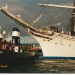 STATSRAAD LEHMKUHL im Mai 1988 (Hafengeburtstag), Hamburg, Elbe, Überseebrücke_1