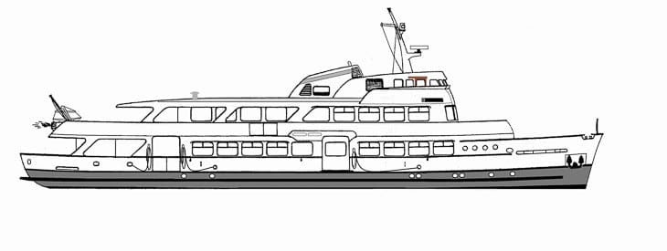 Skizze: HADAG-Fähre BÜRGERMEISTER MÖNCKEBERG (Zustand 1963)